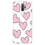 Senada Oppo A5 A9 2020 İle Uyumlu Kılıf Silikon Desenli Tam Koruma Resimli Kapak Pembe Çizgili Kalpler