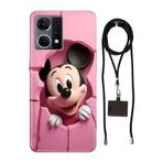 Senada Oppo Reno 7 4G ile Uyumlu Kılıf 05Mickey/74111 Silikon İpli Boyun Askı Aparatı