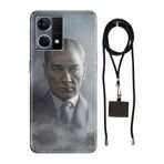 Senada Oppo Reno 7 4G ile Uyumlu Kılıf Atatürk 1938 Silikon İpli Boyun Askı Aparatı