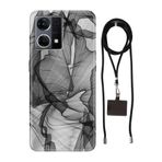 Senada Oppo Reno 7 4G ile Uyumlu Kılıf Black Art Silikon İpli Boyun Askı Aparatı