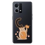 Senada Oppo Reno 7 4G ile Uyumlu Kılıf Resimli Desenli Silikon Kedili C Harfi