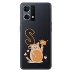 Senada Oppo Reno 7 4G ile Uyumlu Kılıf Resimli Desenli Silikon Kedili S Harfi