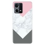 Senada Oppo Reno 7 4G İle Uyumlu Kılıf Silikon Desenli Tam Koruma Resimli Kapak Beyaz Gri Mermer