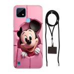 Senada Realme C21 ile Uyumlu Kılıf 05Mickey/74111 Desenli Silikon İpli Boyun Askı Aparatı