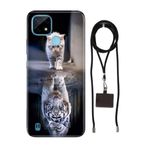 Senada Realme C21 ile Uyumlu Kılıf Big Cat Desenli Silikon İpli Boyun Askı Aparatı