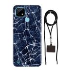 Senada Realme C21 ile Uyumlu Kılıf Dark Blue Desenli Silikon İpli Boyun Askı Aparatı