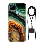 Senada Realme C21 ile Uyumlu Kılıf Holly Ametist Desenli Silikon İpli Boyun Askı Aparatı