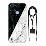 Senada Realme C21 ile Uyumlu Kılıf Mermer Desenli Silikon İpli Boyun Askı Aparatı