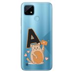 Senada Realme C21 ile Uyumlu Kılıf Resimli Desenli Silikon Kedili A Harfi