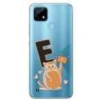 Senada Realme C21 ile Uyumlu Kılıf Resimli Desenli Silikon Kedili E Harfi