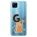 Senada Realme C21 ile Uyumlu Kılıf Resimli Desenli Silikon Kedili G Harfi