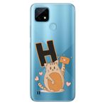 Senada Realme C21 ile Uyumlu Kılıf Resimli Desenli Silikon Kedili H Harfi