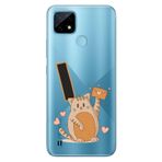 Senada Realme C21 ile Uyumlu Kılıf Resimli Desenli Silikon Kedili İ Harfi