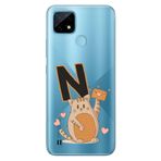 Senada Realme C21 ile Uyumlu Kılıf Resimli Desenli Silikon Kedili N Harfi