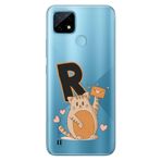 Senada Realme C21 ile Uyumlu Kılıf Resimli Desenli Silikon Kedili R Harfi