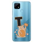 Senada Realme C21 ile Uyumlu Kılıf Resimli Desenli Silikon Kedili T Harfi