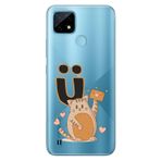 Senada Realme C21 ile Uyumlu Kılıf Resimli Desenli Silikon Kedili Ü Harfi