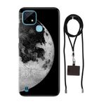Senada Realme C21 ile Uyumlu Kılıf World Desenli Silikon İpli Boyun Askı Aparatı
