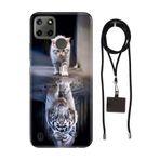 Senada Realme C21Y C25Y ile Uyumlu Kılıf Big Cat Desenli Silikon İpli Boyun Askı Aparatı