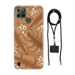 Senada Realme C21Y C25Y ile Uyumlu Kılıf Olive Garden Desenli Silikon İpli Boyun Askı Aparatı