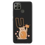 Senada Realme C21Y C25Y ile Uyumlu Kılıf Resimli Desenli Silikon Kedili Ü Harfi