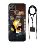 Senada Realme C21Y C25Y ile Uyumlu Kılıf SimpsonKarakter Collage Desenli Silikon İpli Boyun Askı Aparatı