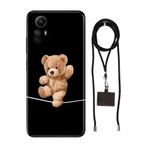 Senada Redmi Note 12S ile Uyumlu Kılıf Teddy-Bear Cambaz Desenli Silikon İpli Boyun Askı Aparatı