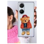 Senada Reeder S19 Max Pro S Edge ile Uyumlu Kılıf Şeffaf Silikon Baskılı TeddyBear