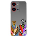 Senada Reeder S19 Max Pro S Zoom İle Uyumlu Kılıf Resimli Baskılı Nano Silikon Zebra Kaplan Retro