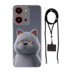 Senada Reeder S19 Max Pro S Zoom ile Uyumlu Kılıf Uykulu Kedi Silikon İpli Boyun Askı Aparatı
