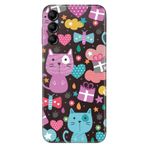 Senada Samsung Galaxy A54 İle Uyumlu Kılıf Silikon Desenli Resimli Uv Kapak Pembe Kedi,Color184