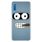 Senada Samsung Galaxy A7 2018 İle Uyumlu Kılıf Desenli Baskılı Silikon Robot Smoke