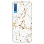 Senada Samsung Galaxy A7 2018 İle Uyumlu Kılıf Desenli Baskılı Silikon Sarı Beyaz Mermer