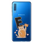 Senada Samsung Galaxy A7 2018 ile Uyumlu Kılıf Resimli Desenli Silikon Kedili E Harfi