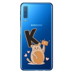 Senada Samsung Galaxy A7 2018 ile Uyumlu Kılıf Resimli Desenli Silikon Kedili K Harfi