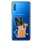 Senada Samsung Galaxy A7 2018 ile Uyumlu Kılıf Resimli Desenli Silikon Kedili N Harfi