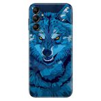 Senada Samsung Galaxy M34 5G İle Uyumlu Kılıf Silikon Desenli Tam Koruma Resimli Kapak Mavi Çizim Kurt