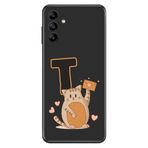 Senada Samsung Galaxy M34 ile Uyumlu Kılıf Resimli Desenli Silikon Kedili T Harfi