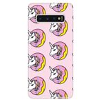 Senada Samsung Galaxy S10 Plus İle Uyumlu Kılıf Desenli Baskılı Silikon Unicorn Donut