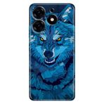 Senada Tecno Spark 20 Pro 5G İle Uyumlu Kılıf Resimli Baskılı Nano Silikon Mavi Çizim Kurt