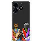 Senada Tecno Spark 20 Pro 5G İle Uyumlu Kılıf Resimli Baskılı Nano Silikon Zebra Kaplan Retro