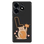 Senada Tecno Spark 20 Pro 5G ile Uyumlu Kılıf Resimli Desenli Silikon Kedili L Harfi