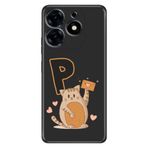 Senada Tecno Spark 20 Pro 5G ile Uyumlu Kılıf Resimli Desenli Silikon Kedili P Harfi
