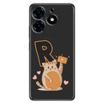 Senada Tecno Spark 20 Pro 5G ile Uyumlu Kılıf Resimli Desenli Silikon Kedili R Harfi