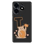 Senada Tecno Spark 20 Pro 5G ile Uyumlu Kılıf Resimli Desenli Silikon Kedili T Harfi