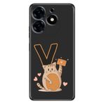 Senada Tecno Spark 20 Pro 5G ile Uyumlu Kılıf Resimli Desenli Silikon Kedili V Harfi