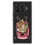 Senada Tecno Spark 20 Pro Plus 6.78İnc İle Uyumlu Kılıf Renkli Silikon Baskılı Tpu Kedi Tatilde