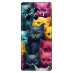 Senada Tecno Spark 20 Pro Plus+ ile Uyumlu Kılıf Retro Art Desenli Esnek Silikon Kedicikler