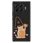Senada Tecno Spark 20 Pro Plus+ ile Uyumlu Kılıf Retro Art Desenli Esnek Silikon Kedili A Harfi