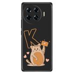 Senada Tecno Spark 20 Pro Plus+ ile Uyumlu Kılıf Tema Art Desenli Baskılı Silikon Kedili K Harfi